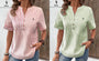 RALPH LAUREN - Camicia in cotone e lino con righe asimmetriche e collo a V