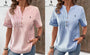 RALPH LAUREN - Camicia in cotone e lino con righe asimmetriche e collo a V