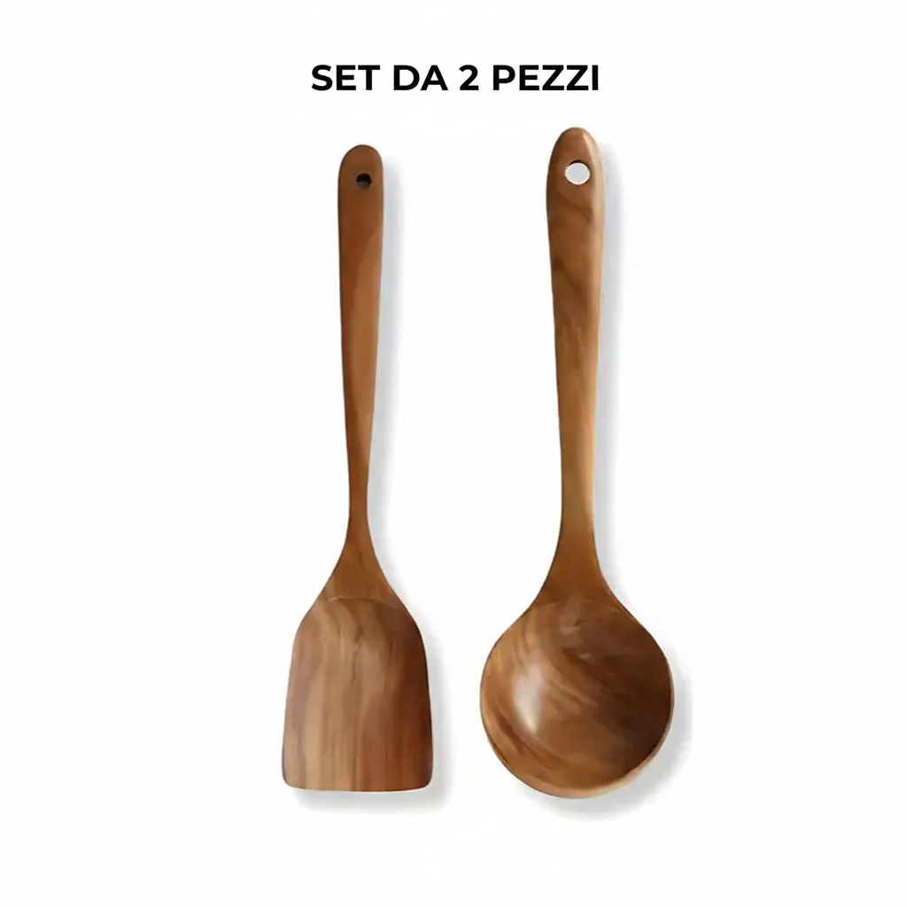 Set di utensili in legno di teak naturale Endiol