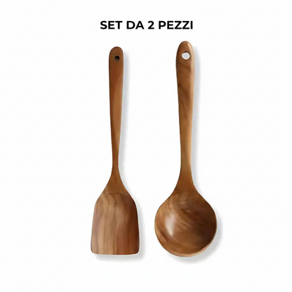 Set di utensili in legno di teak naturale Endiol
