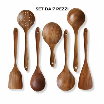 Set di utensili in legno di teak naturale Endiol
