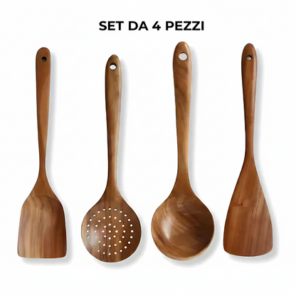 Set di utensili in legno di teak naturale Endiol