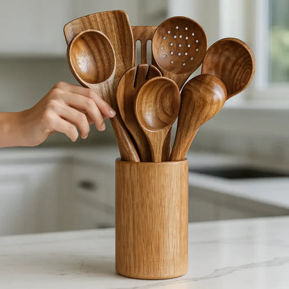 Endiol Natural Teak Wooden Utensil Set