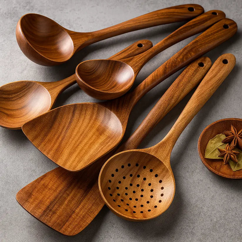 Endiol Natural Teak Wooden Utensil Set